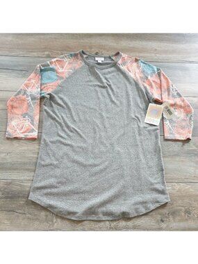 Lularoe Randy Gray Raglan Sleeve Tee Bike Print Medium New Tags